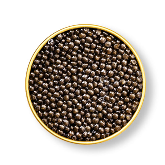 Schrenckii caviar from Amur sturgeon with golden pearls premium luxury caviar delicacy.