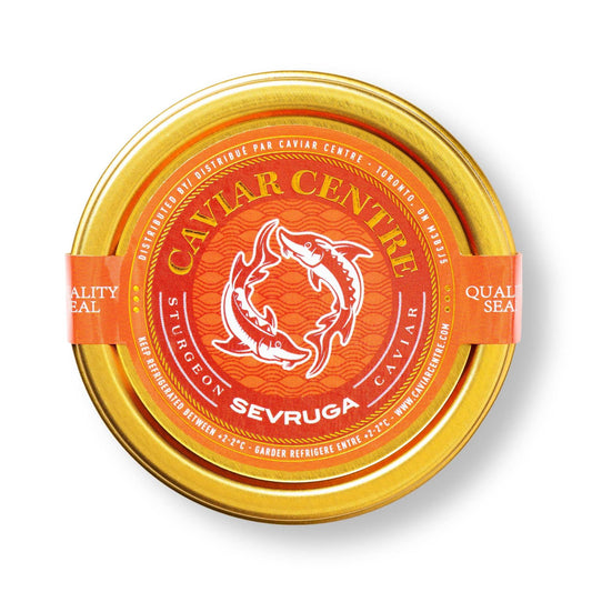 Sevruga caviar in a tin