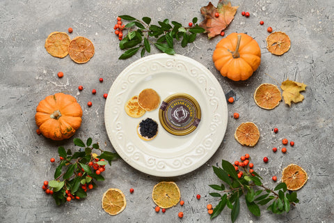 Seasonal autumn caviar presentation for elegant entertaining