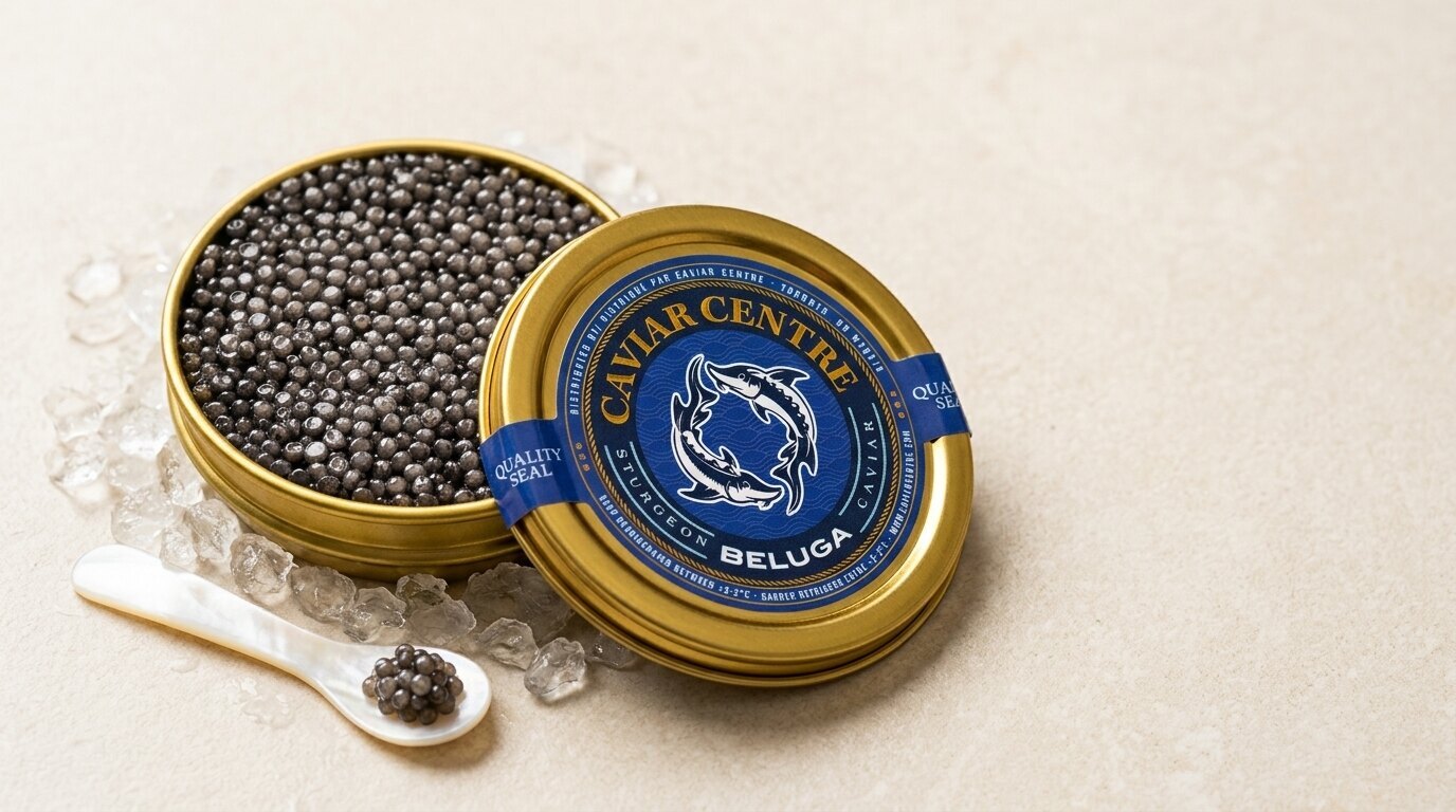 Caviar Centre Beluga caviar with large silver-grey pearls