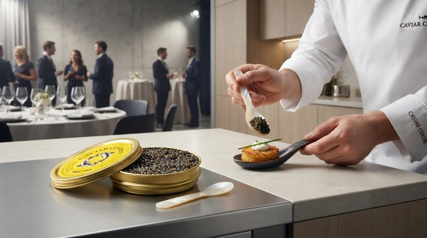 Elegant caviar dining setting representing Edmonton