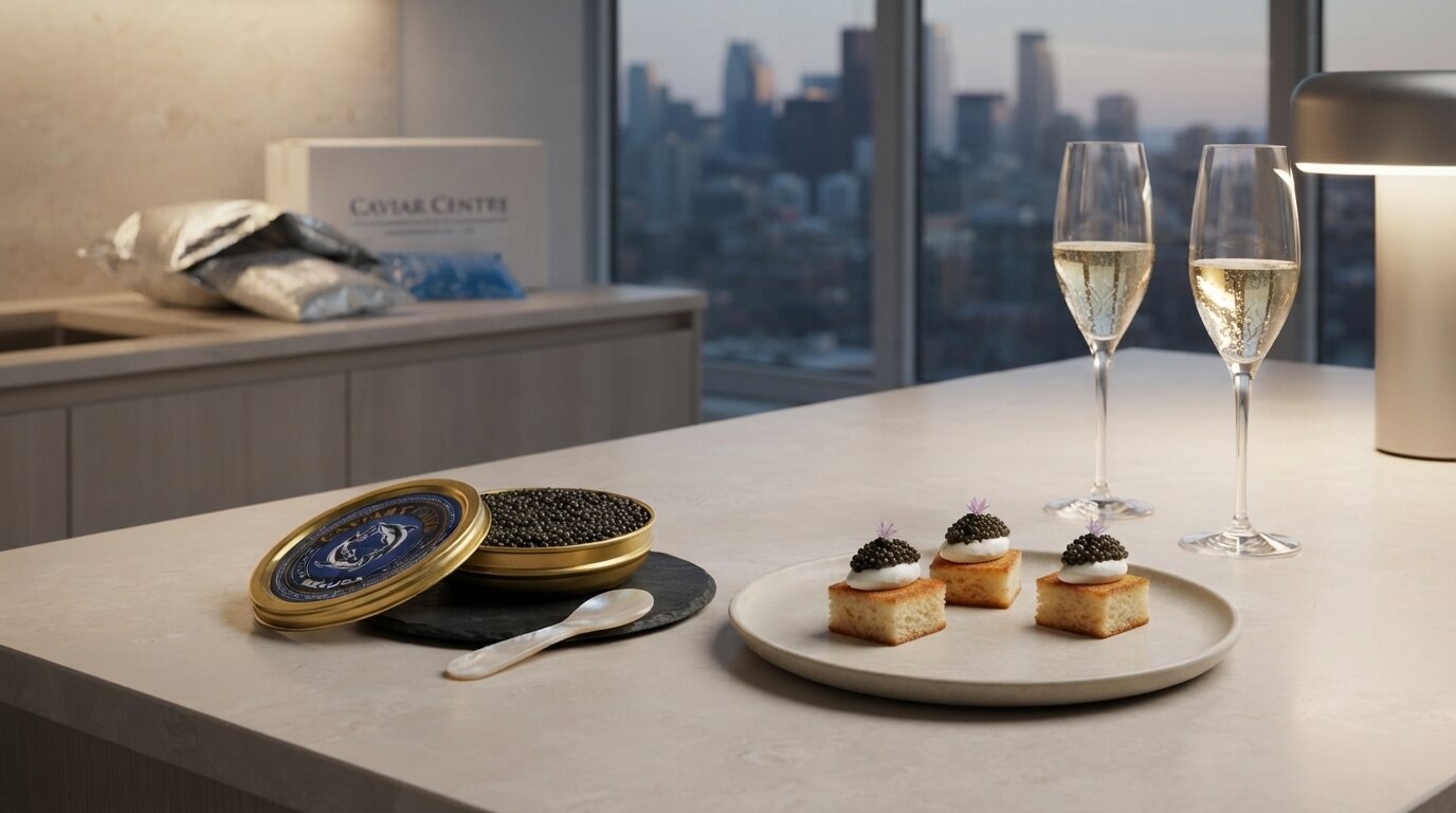 Caviar and Champagne prepared for an elegant Toronto occasion