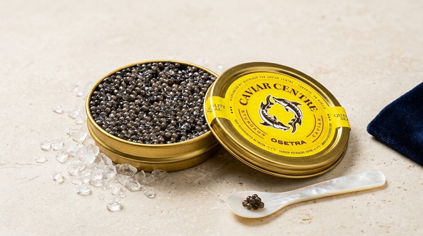 Osetra caviar ready to serve over ice