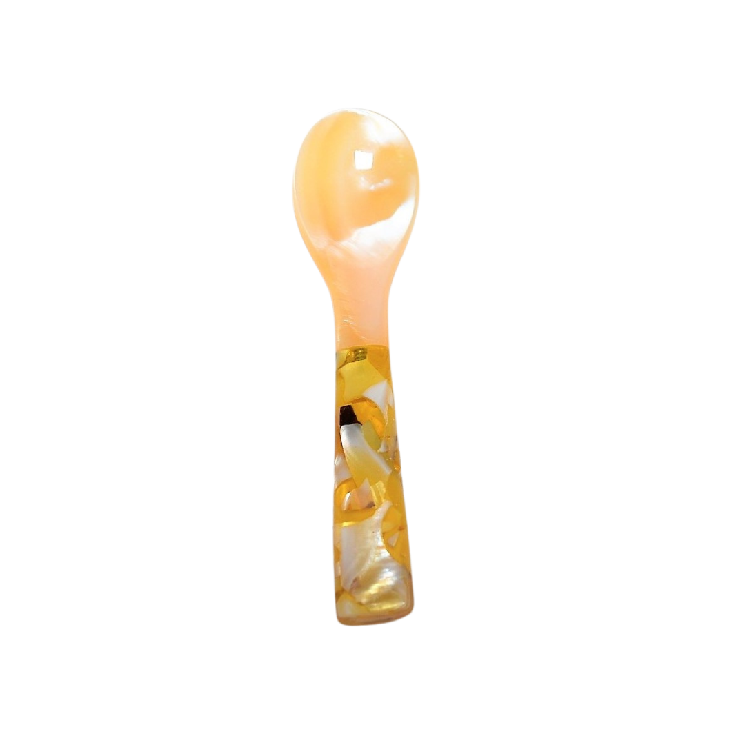 Mother of Pearl Caviar Spoon (10 cm, Cream/Yellow)