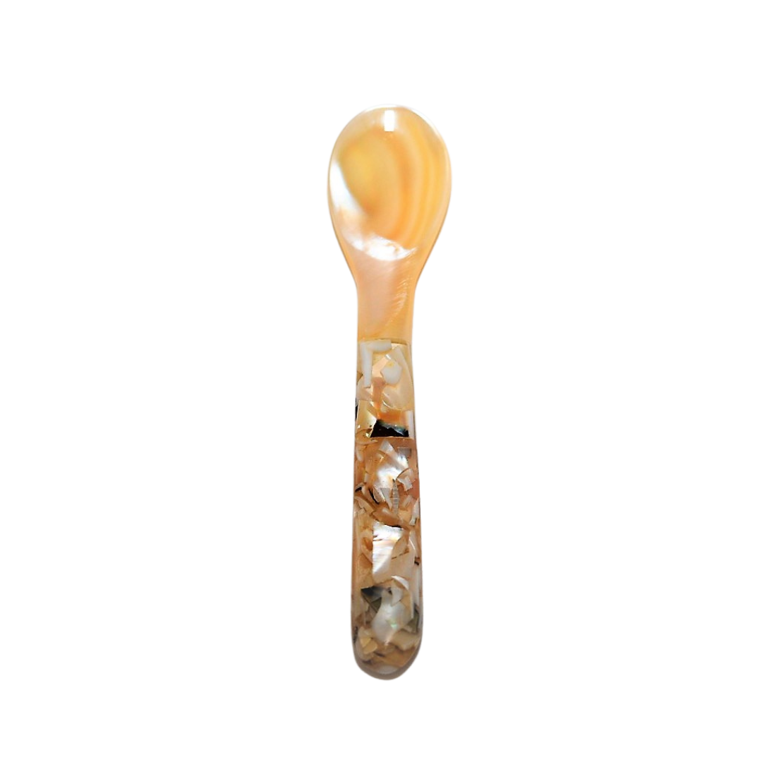 Mother of Pearl Caviar Spoon (12 cm, Cream/Brown)